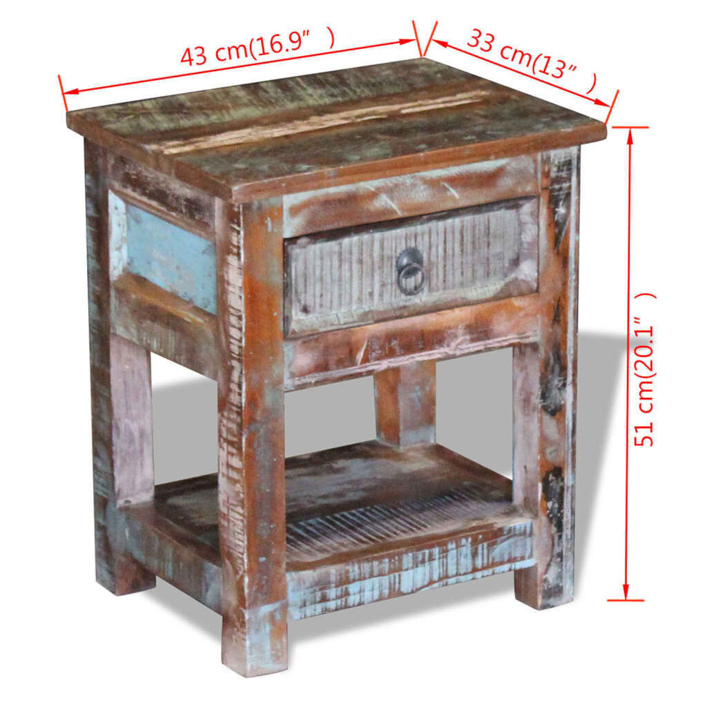 Side Table with 1 Drawer Solid Reclaimed Wood 43x33x51 cm Price