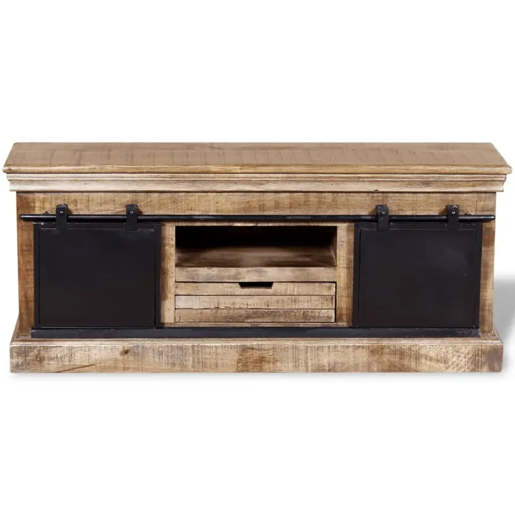 TV Cabinet with 2 Sliding Doors Solid Mango Wood 110x30x45 cm Price