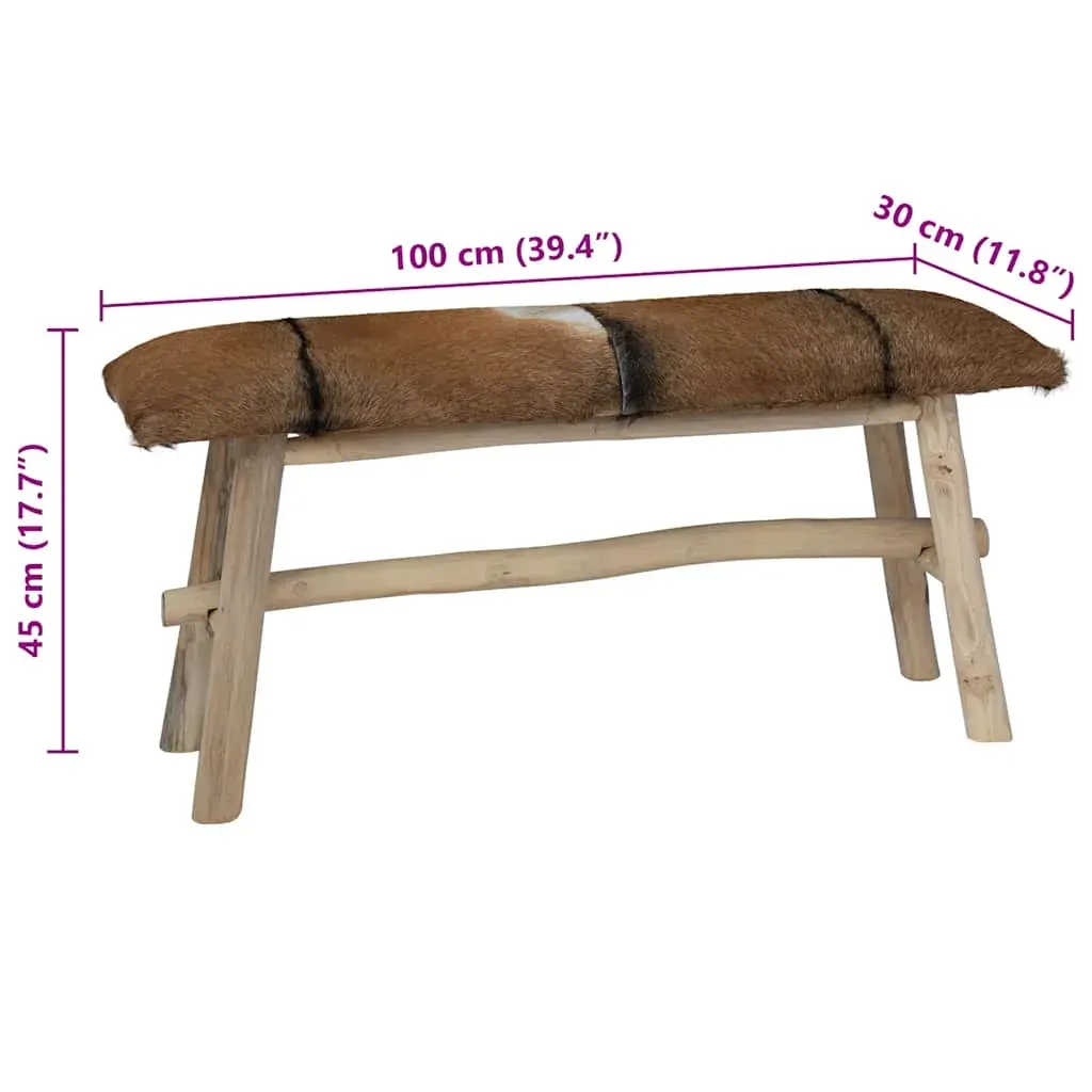 Bench Goatskin Leather Teak Price