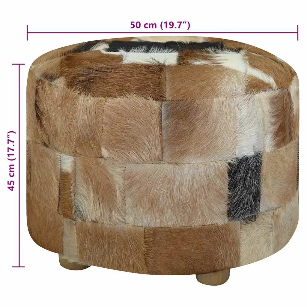 Pouffe Goatskin Leather Round 50x50x45 cm Price