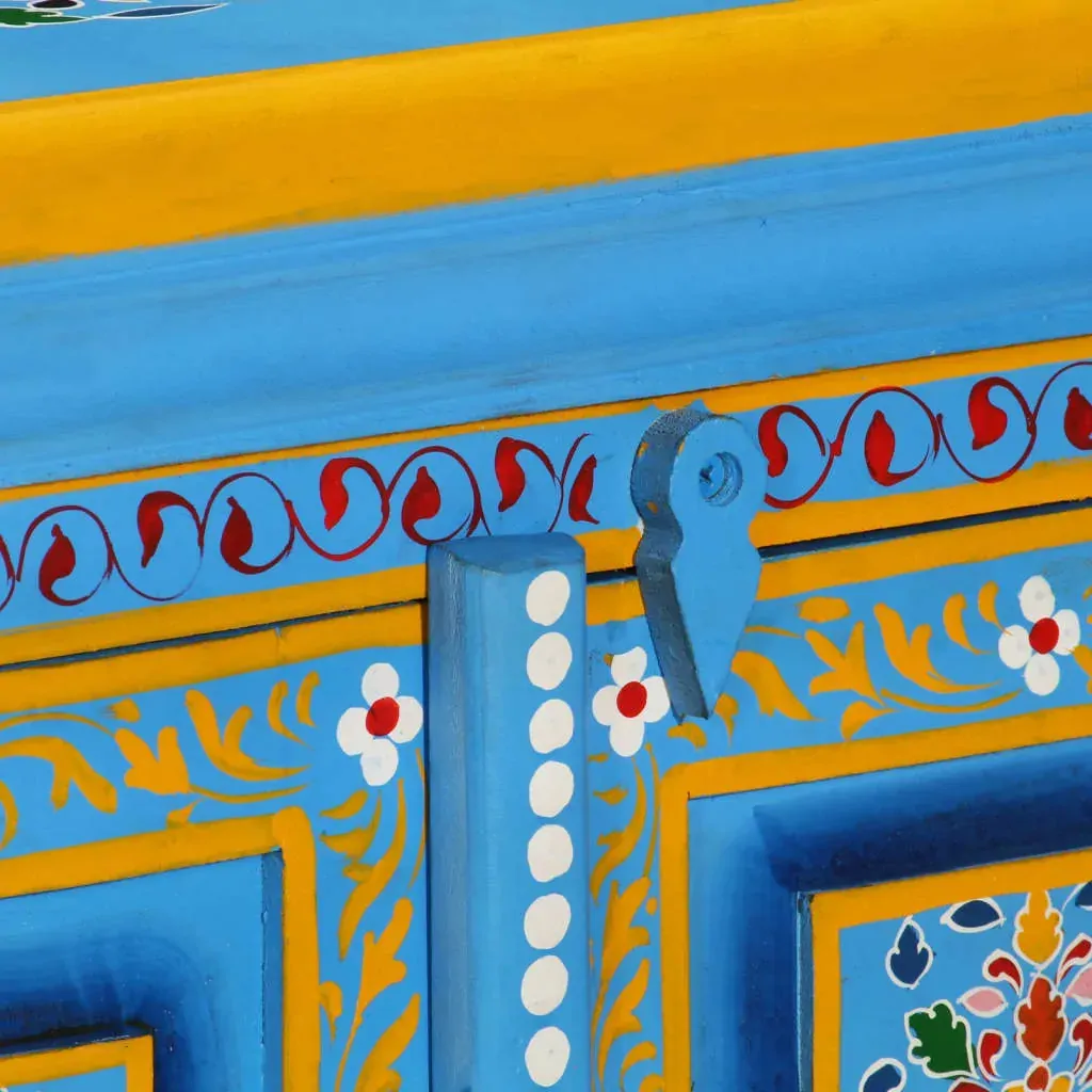 Sideboard Solid Mango Wood Turquoise Hand Painted Price