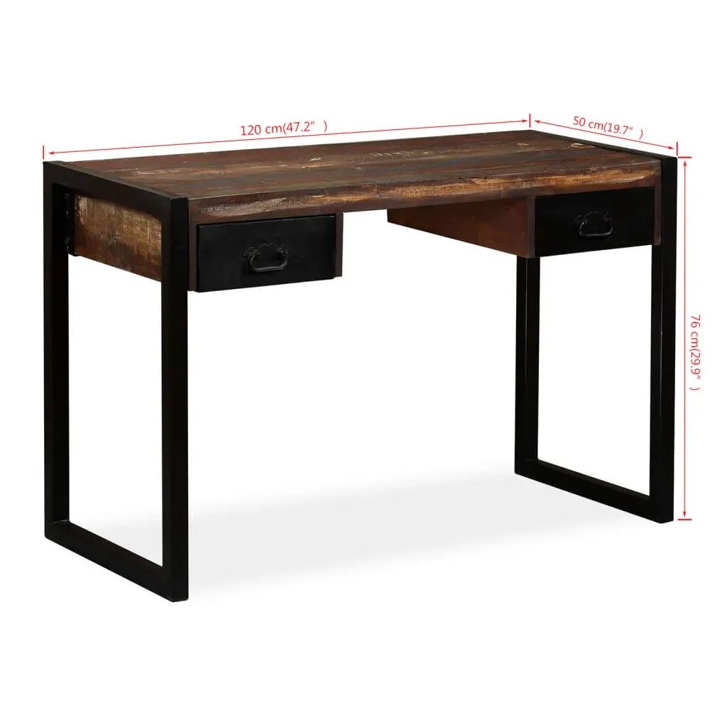 Desk with 2 Drawers Solid Reclaimed Wood 120x50x76 cm Price