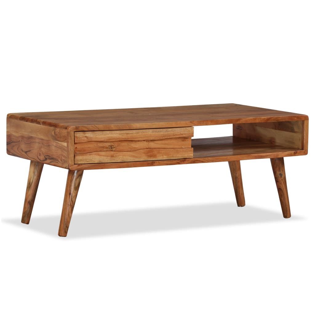 Coffee Table Solid Wood with Carved Drawer 100x50x40 cm Price