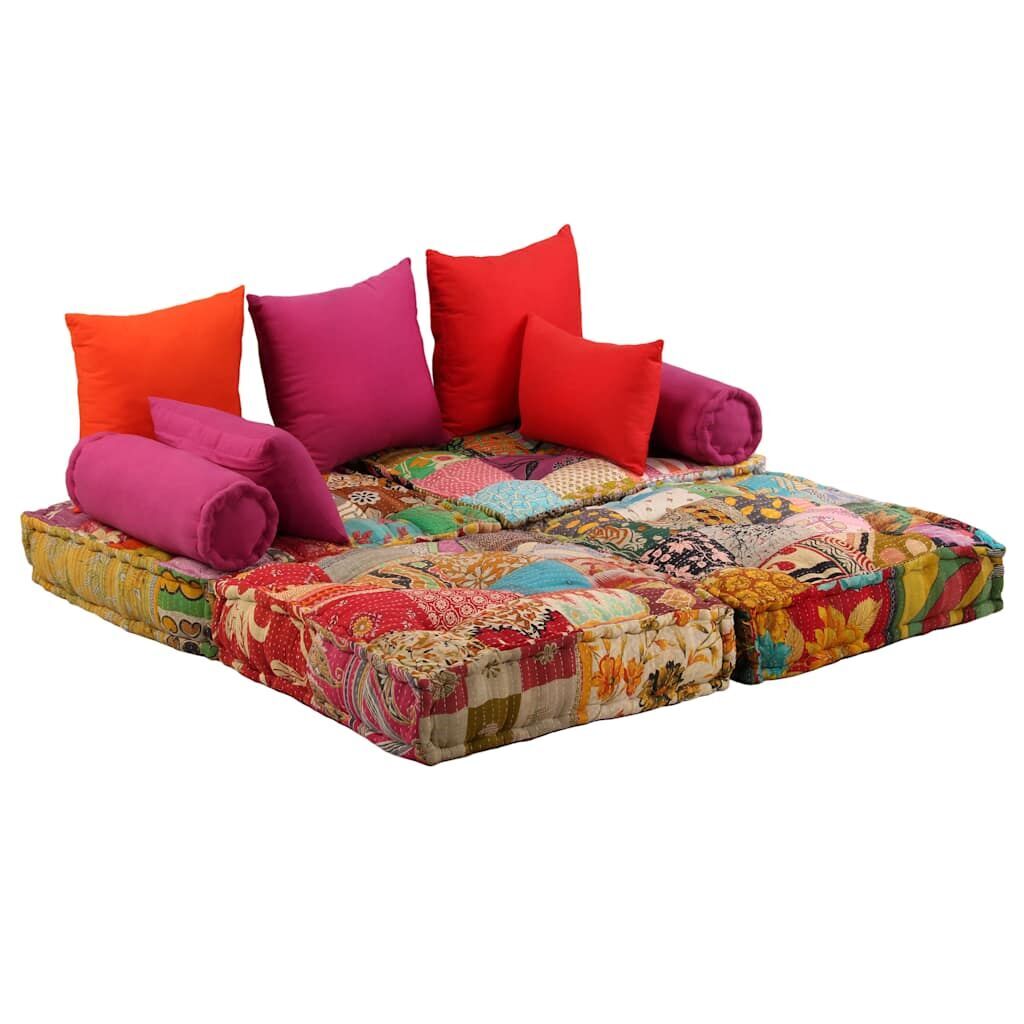 2-Seater Modular Pouffe Patchwork Fabric Price