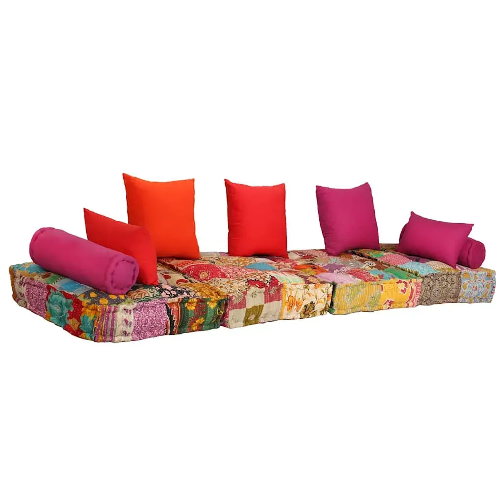 2-Seater Modular Pouffe Patchwork Fabric Price