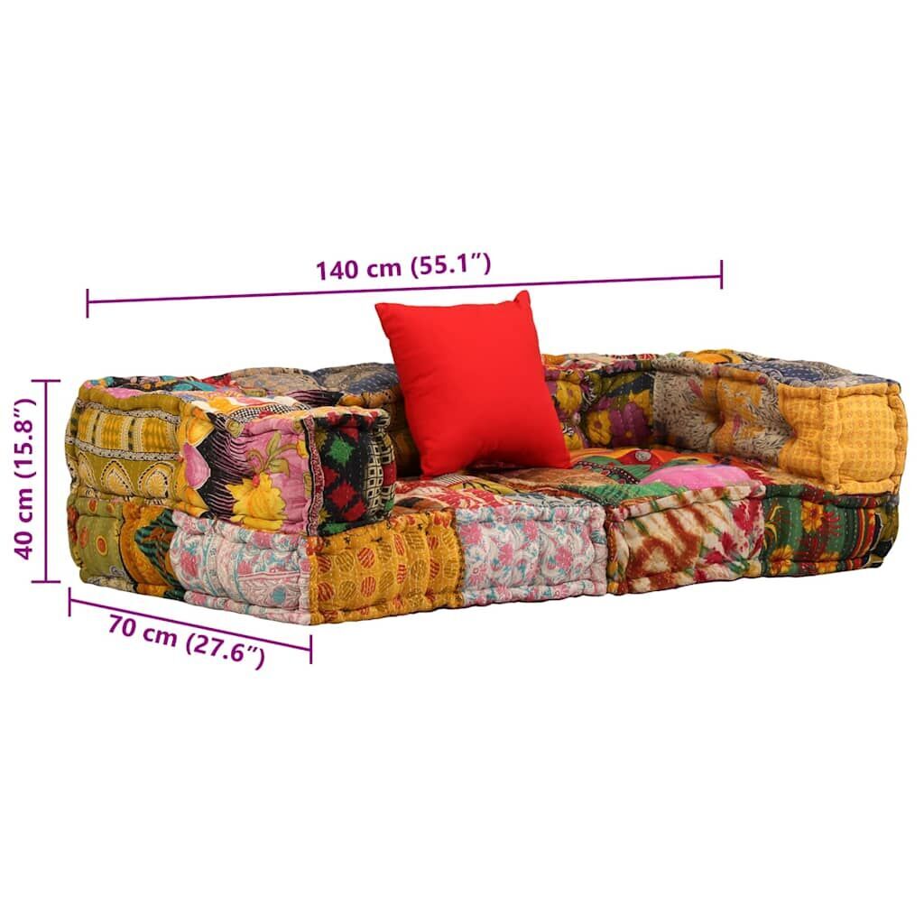 2-Seater Modular Pouffe Patchwork Fabric Price