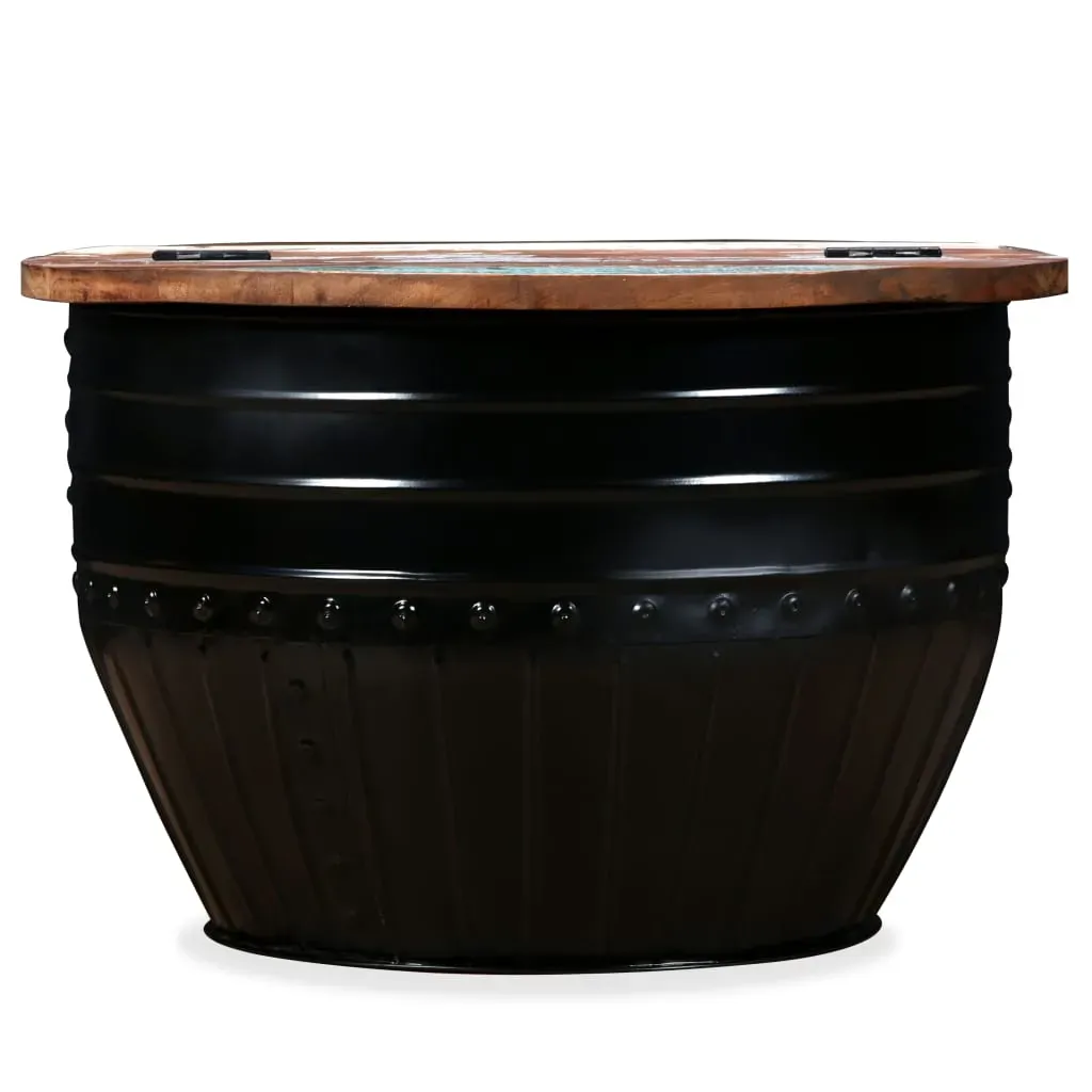 Coffee Table Solid Reclaimed Wood Black Barrel Shape Price
