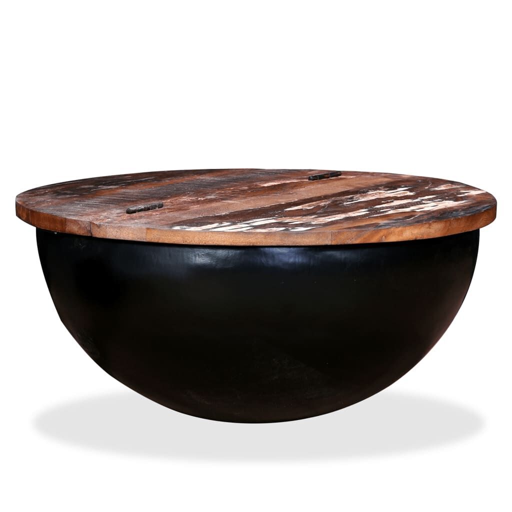 Coffee Table Solid Reclaimed Wood Black Bowl Shape Price