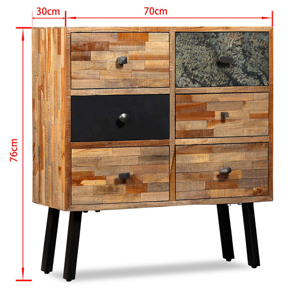 Side Cabinet with 6 Drawers 70x30x76 cm Solid Reclaimed Teak Price