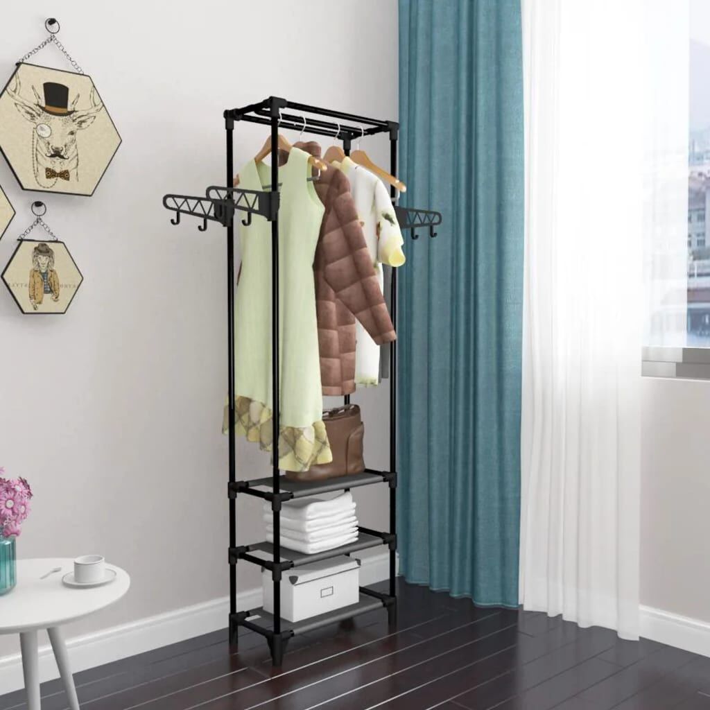 Clothes Rack Steel and Non-woven Fabric 55x28.5x175 cm Black Price