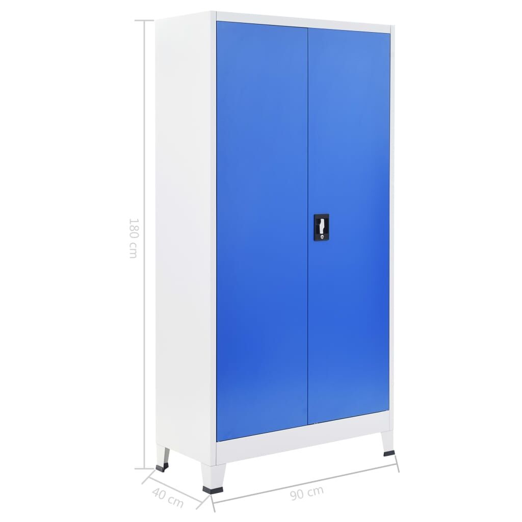 Office Cabinet Metal 90x40x180 cm Grey and Blue Price