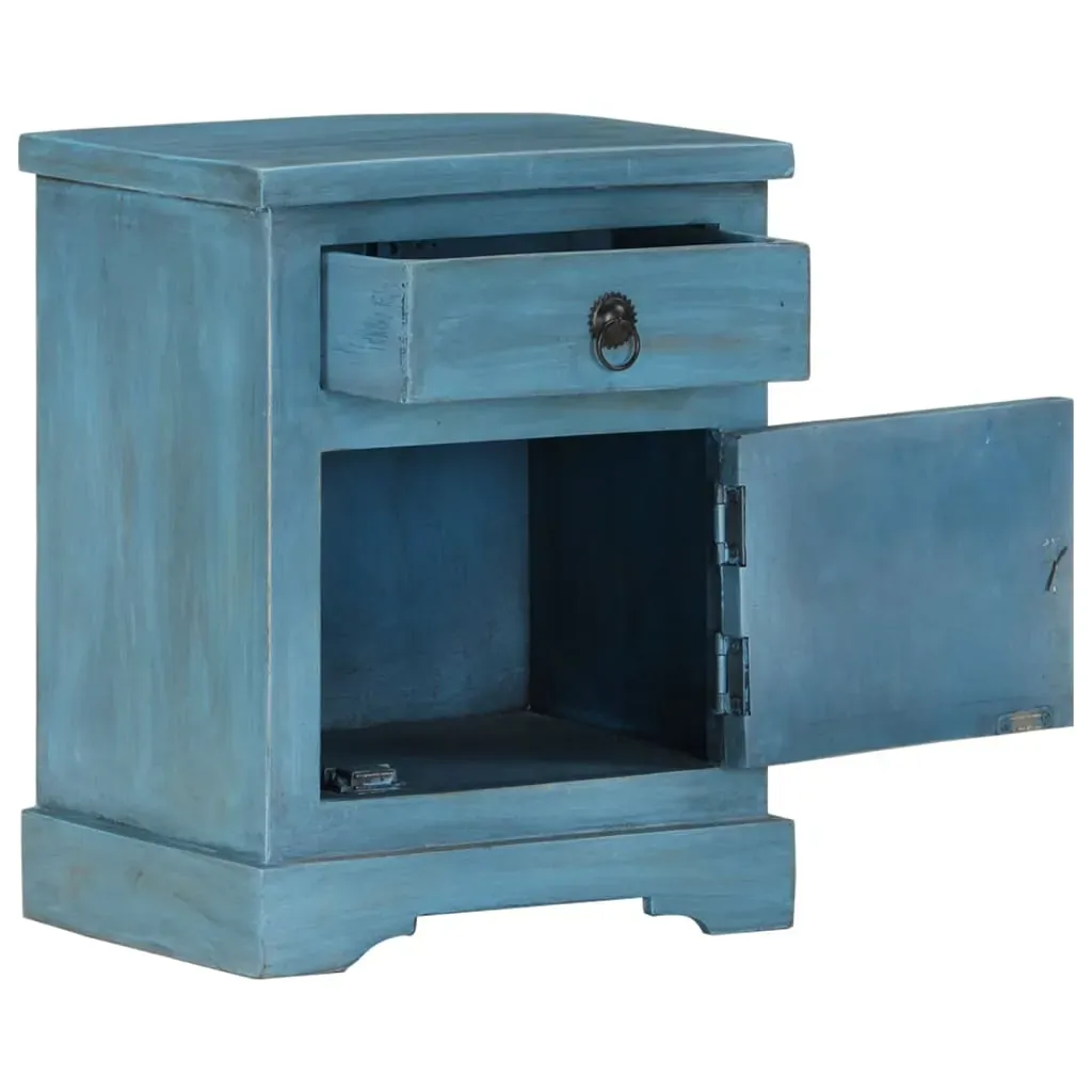 Bedside Table Solid Mango Wood 40x30x50 cm Blue Price