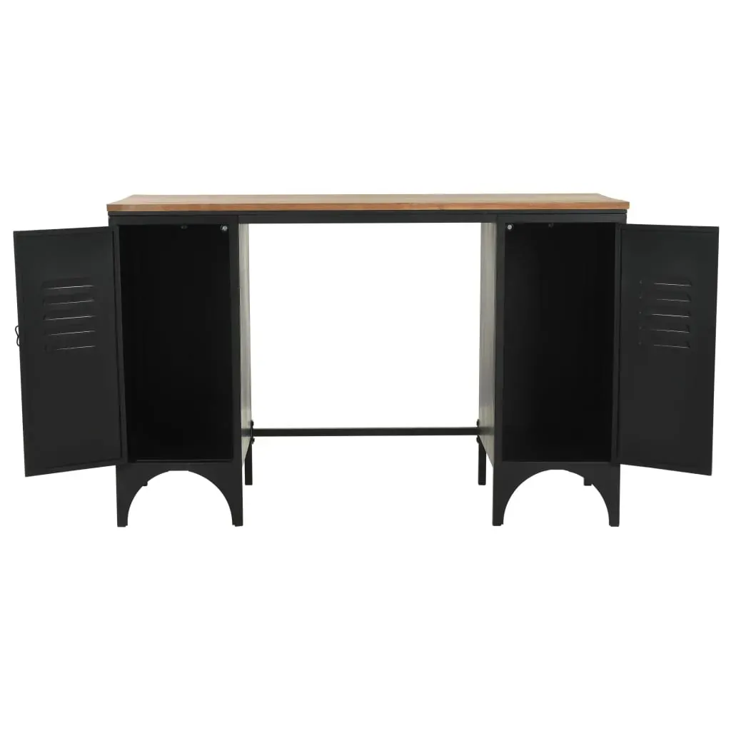Double Pedestal Desk Solid Firwood and Steel 120x50x76 cm Price