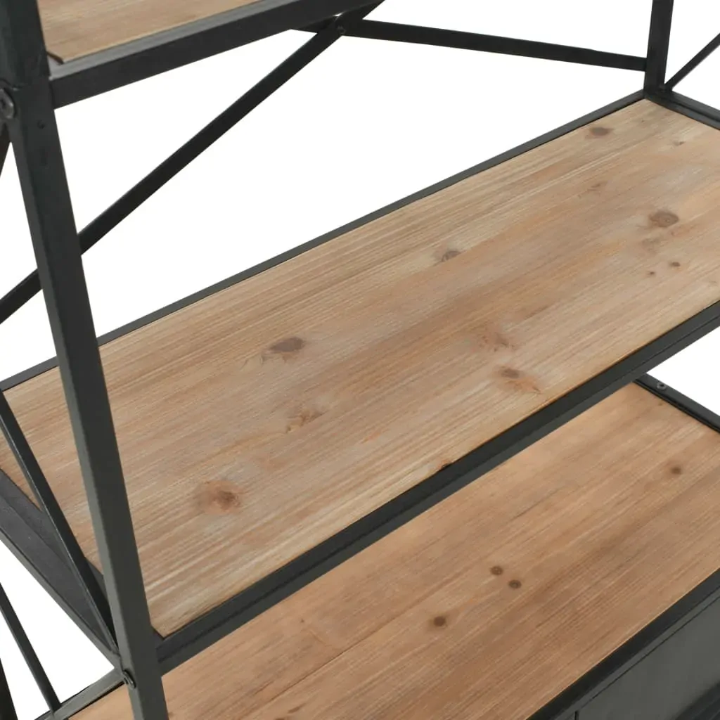 Bookcase Solid Firwood and Steel 80x32.5x180 cm Price