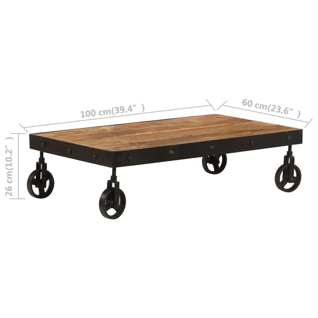 Coffee Table with Wheels Solid Mango Wood 100x60x26 cm Price