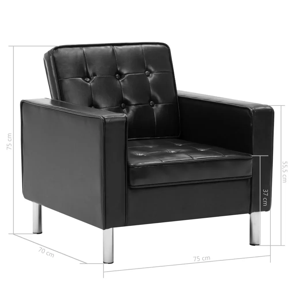 Armchair Black 75x70x75 cm Faux Leather Price