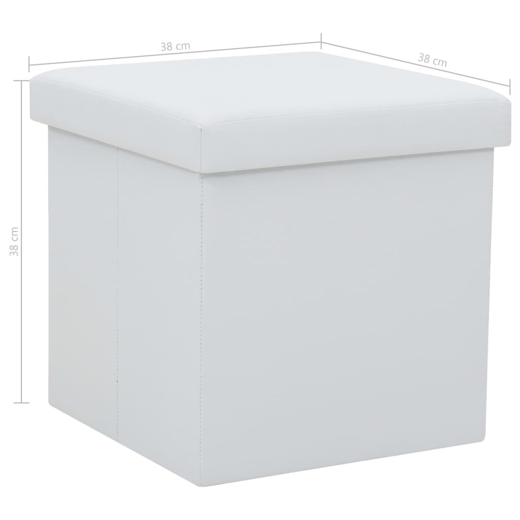 Folding Storage Stool White Faux Leather Price