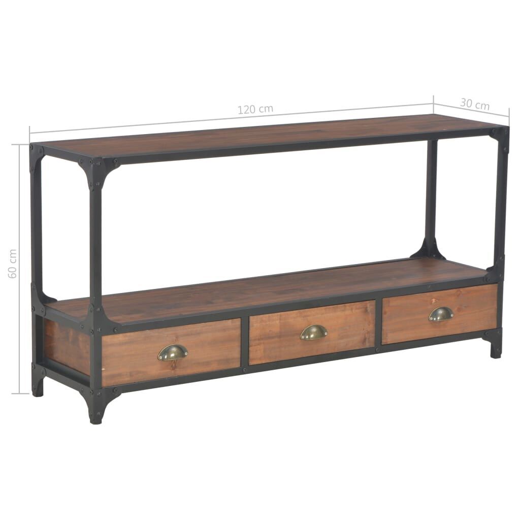 TV Cabinet with 3 Drawers 120x30x60 cm Solid Pine Wood Price