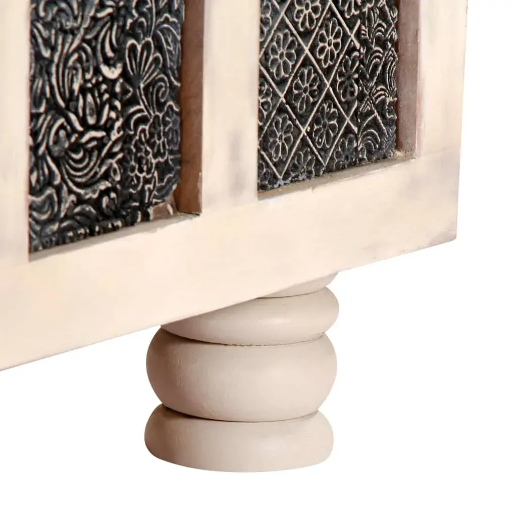 Storage Box White 110x40x45 cm Solid Acacia Wood Price