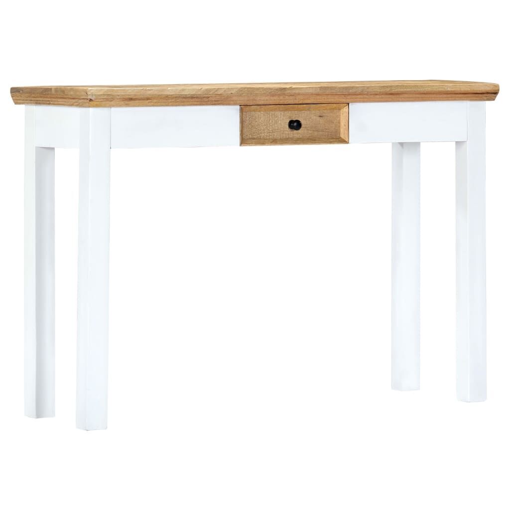 Console Table White and Brown 110x35x75 cm Solid Mango Wood Price