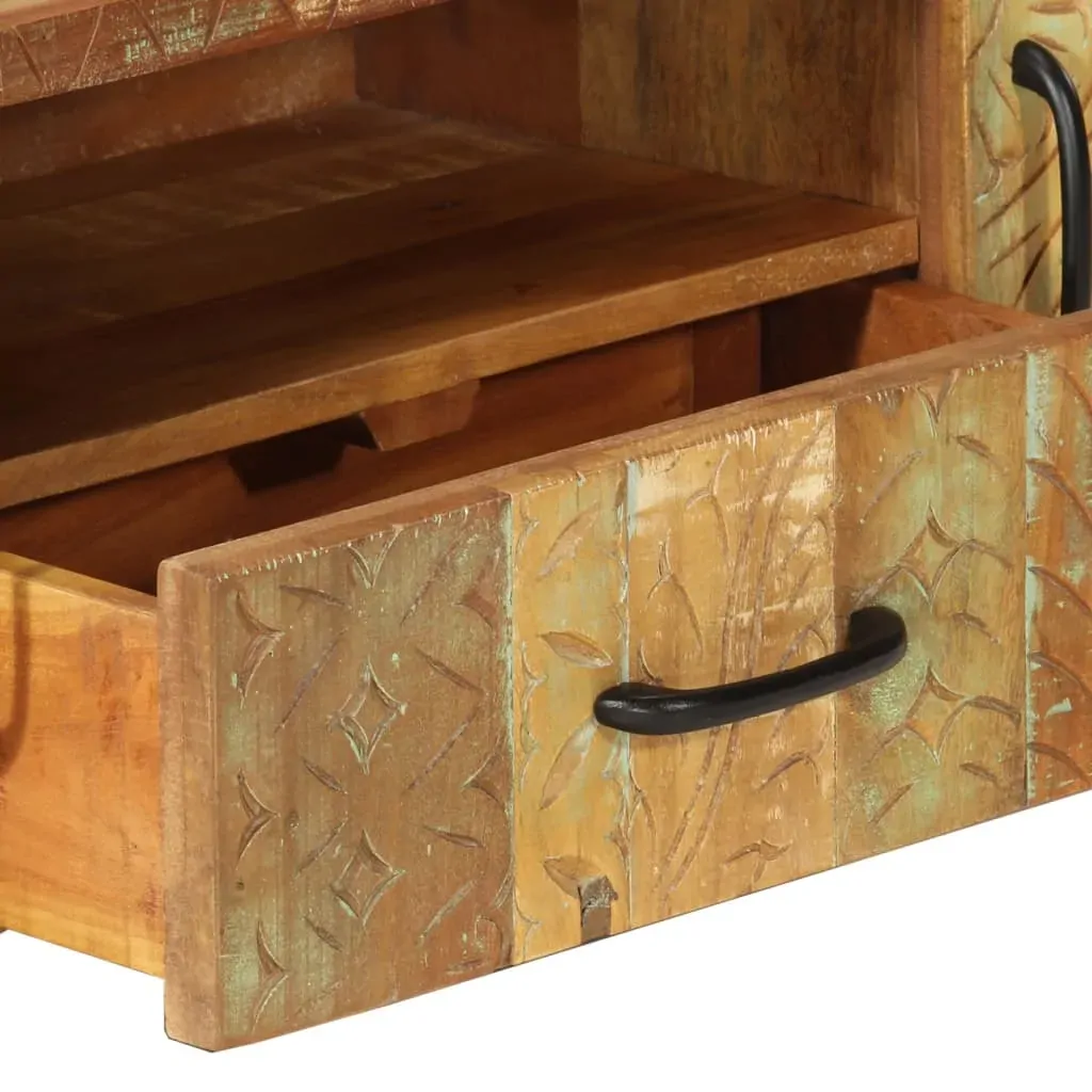 Hand Carved TV Cabinet 120x30x40 cm Solid Reclaimed Wood Price