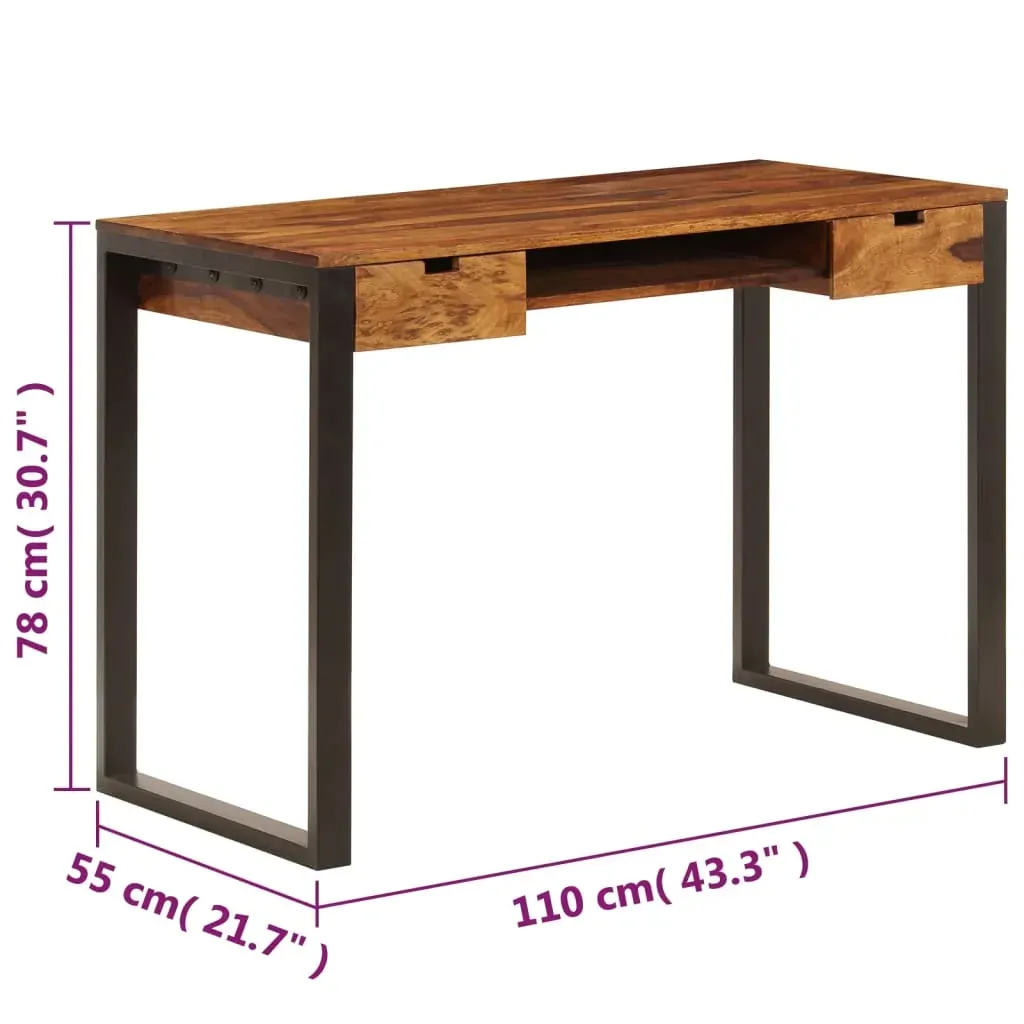 Desk 110x55x78 cm Solid Acacia Wood and Steel Price