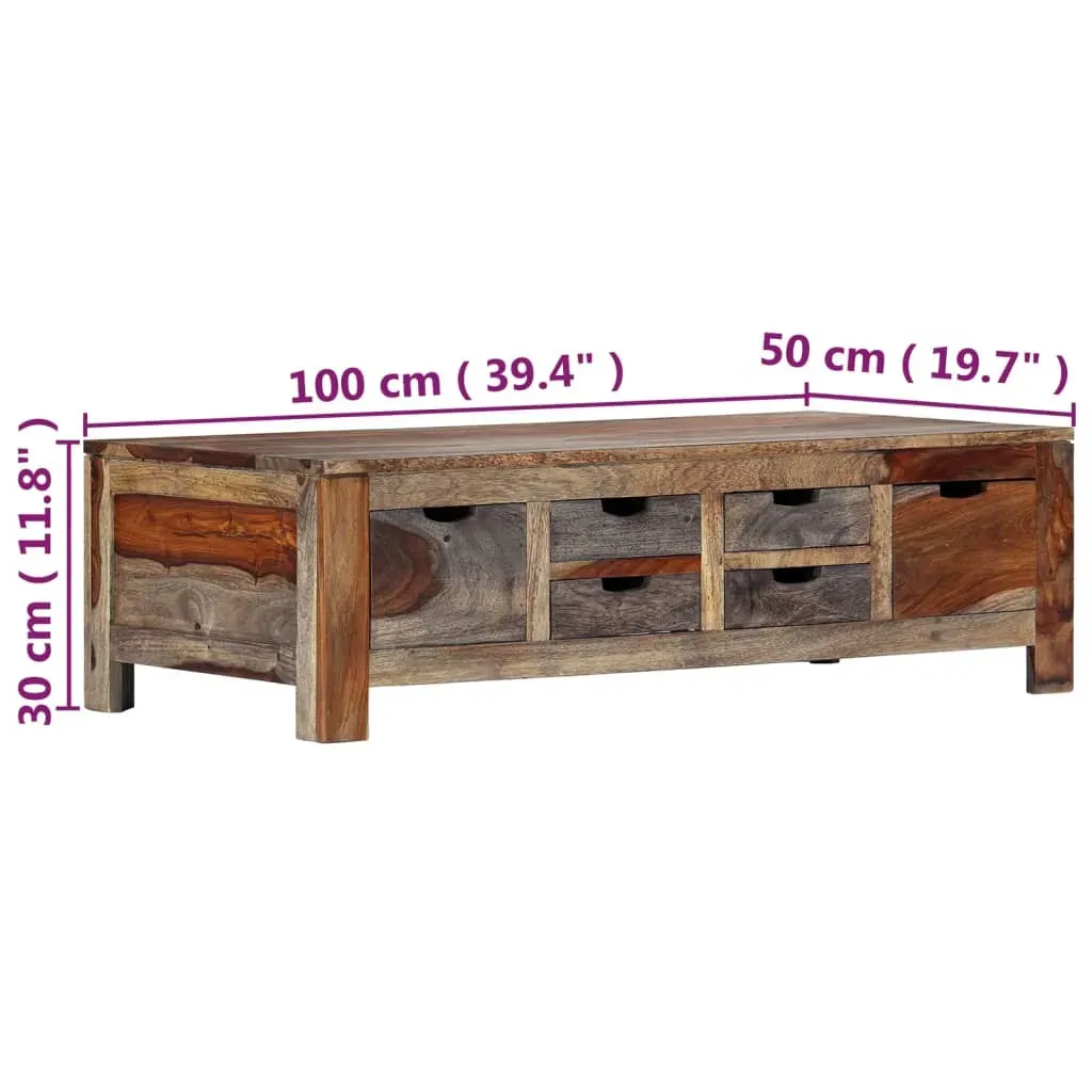 Coffee Table Grey 100x50x30 cm Solid Acacia Wood Price