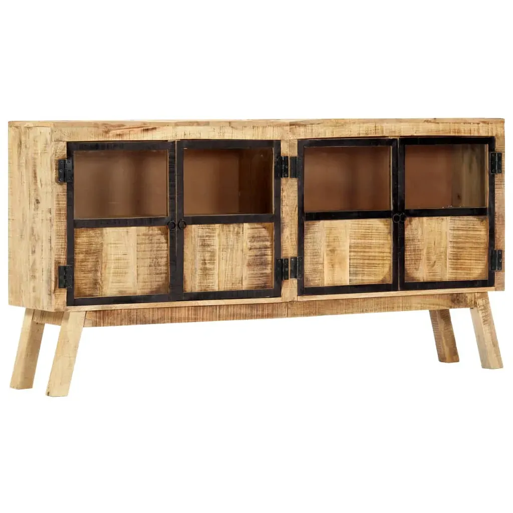 Sideboard Brown and Black 160x30x80 cm Solid Rough Mango Wood Price