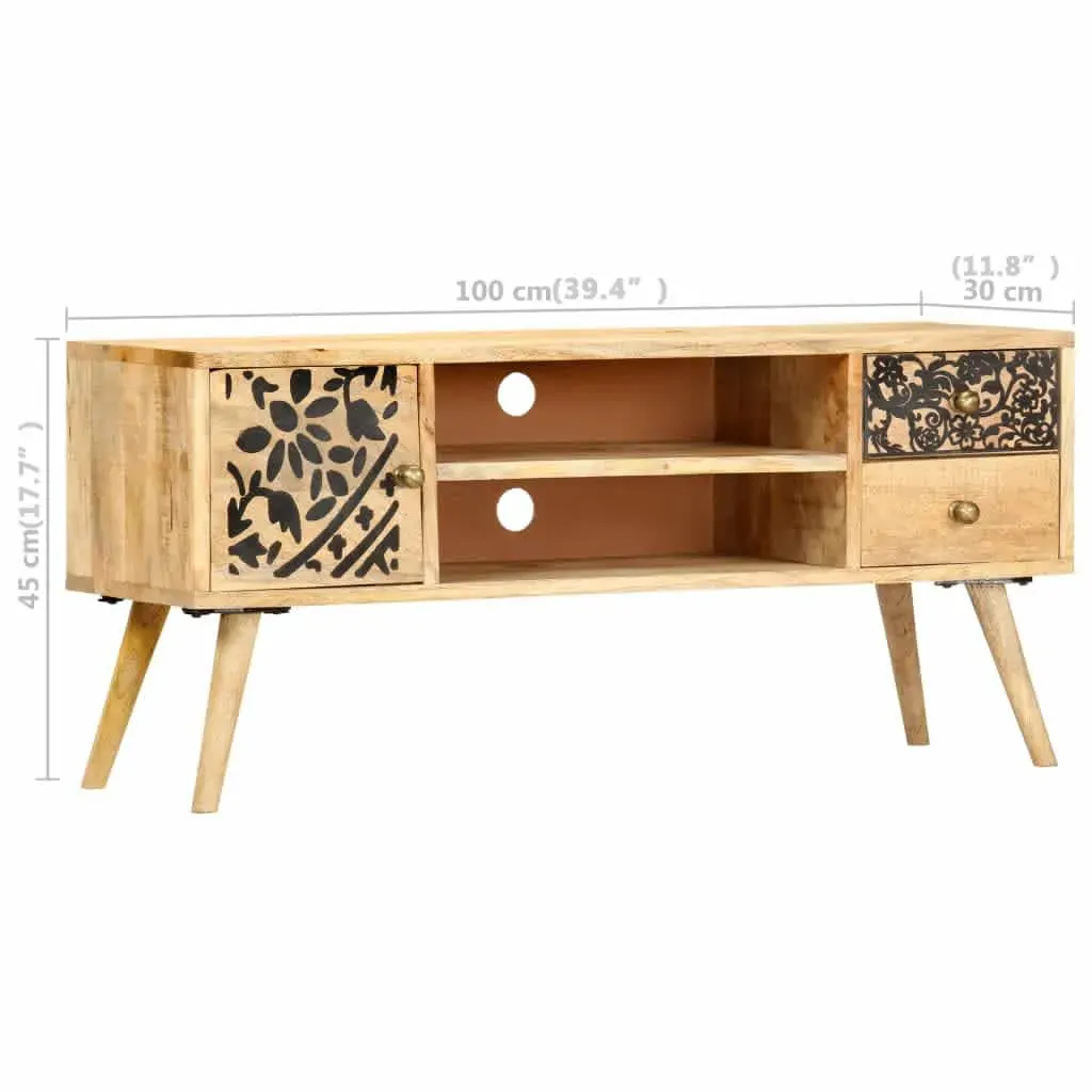 TV Cabinet 100x30x45 cm Solid Mango Wood Price