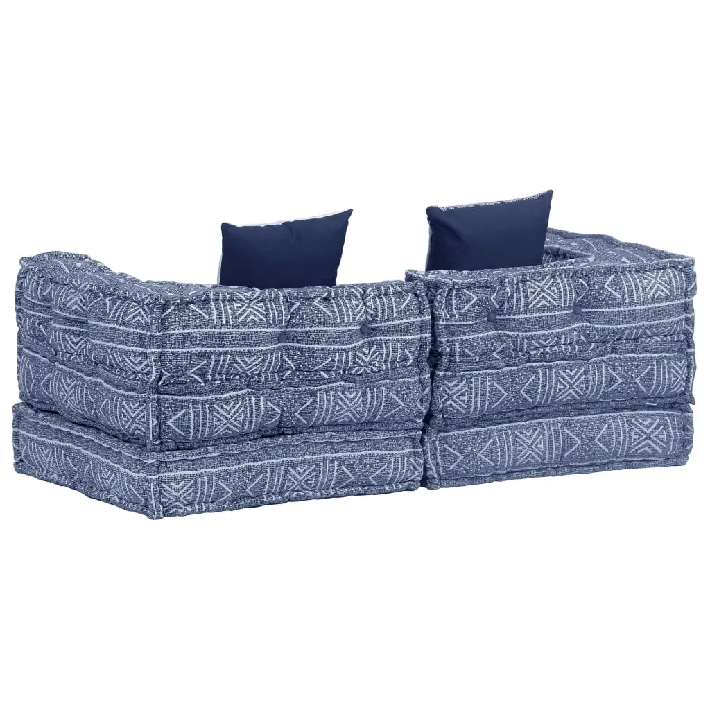 2-Seater Modular Pouffe Indigo Fabric Price