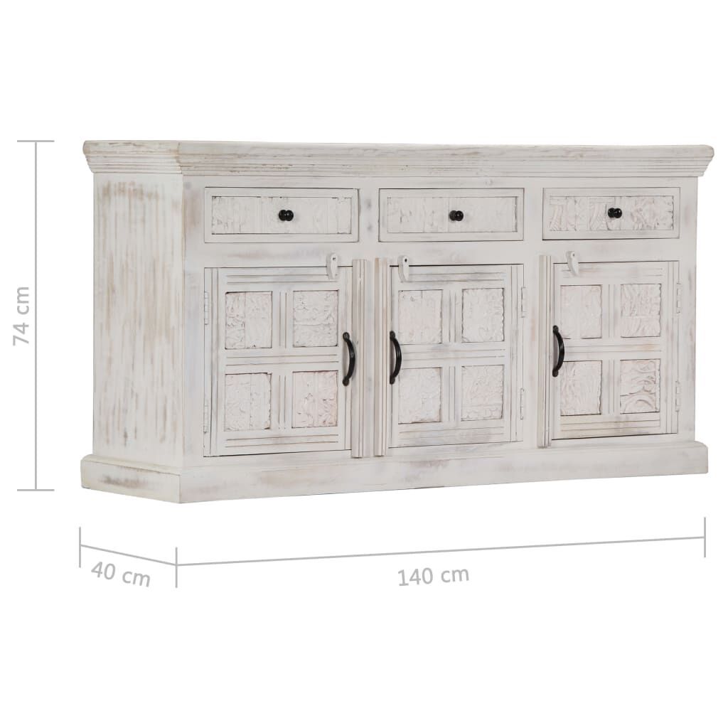 Sideboard White 140x40x74 cm Solid Mango Wood Price