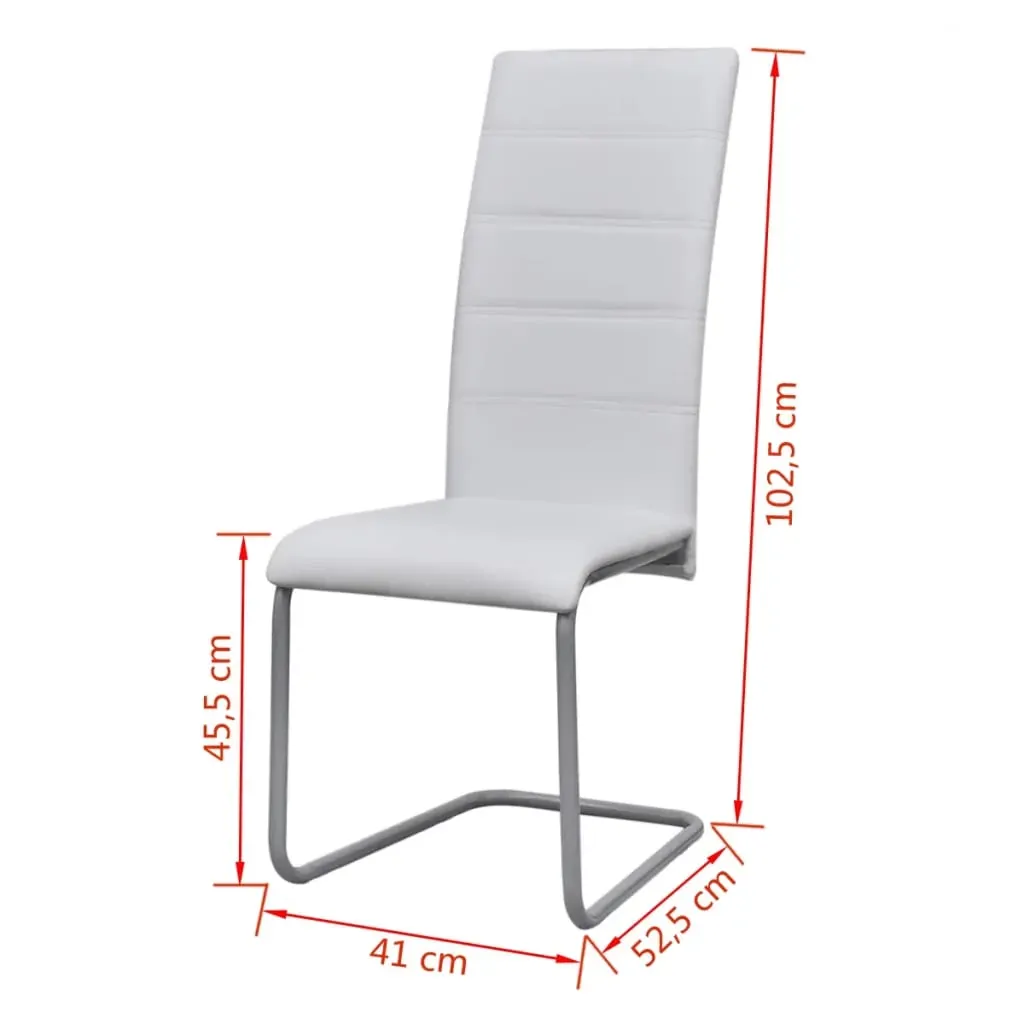 Cantilever Dining Chairs 6 pcs White Faux Leather Price