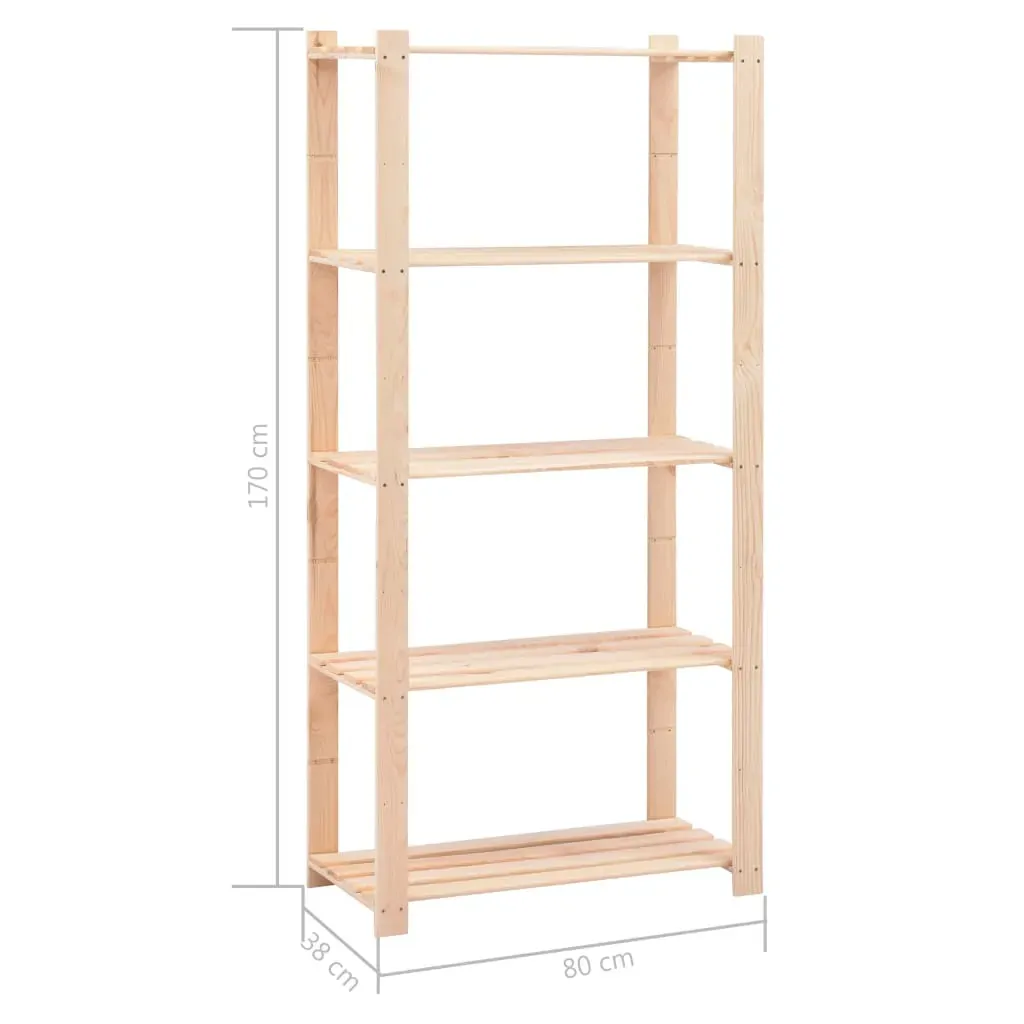 5-Tier Storage Racks 2 pcs 80x38x170 cm Solid Wood Pine 250 kg Price