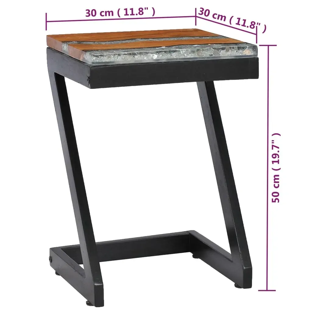 Coffee Table 30x30x50 cm Solid Teak Wood and Polyresin Price