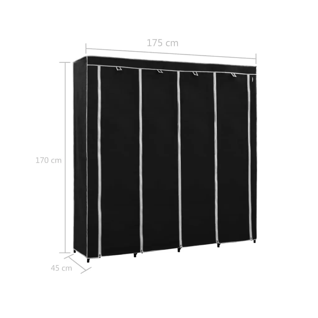 Wardrobe with 4 Compartments Black 175x45x170 cm Price