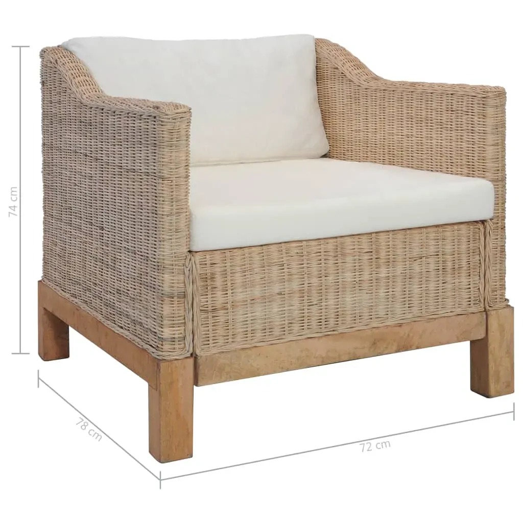 Armchair with Cushions Natural Rattan Price
