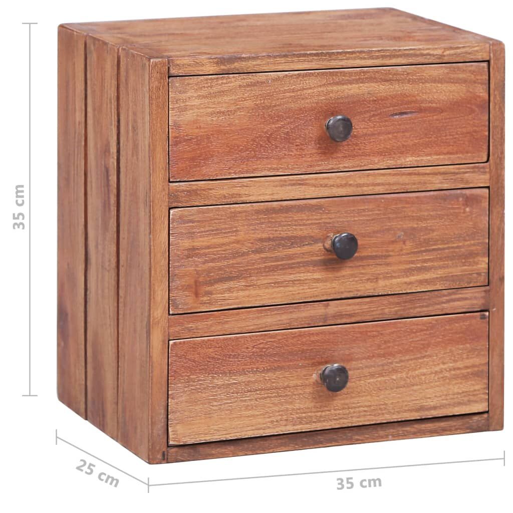 Bedside Cabinet with 3 Drawers 35x25x35 cm Solid Mahogany Wood Price