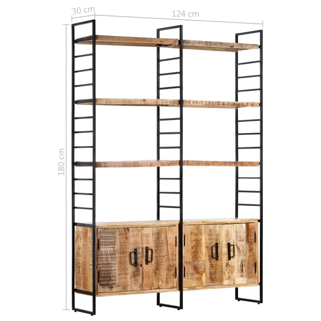 4-Tier Bookcase 124x30x180 cm Rough Mango Wood Price