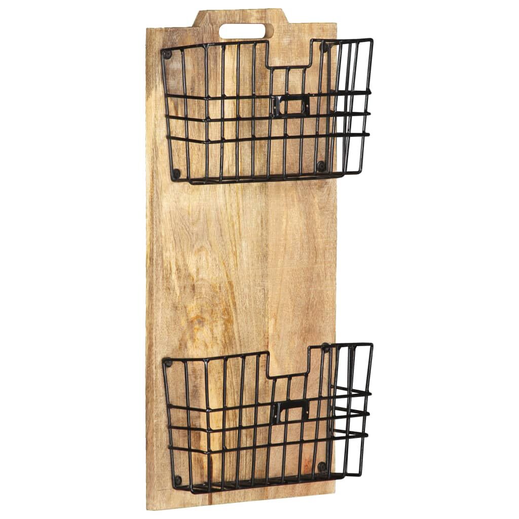 Wall-mounted Magazine Rack 33x10x67 cm Solid Rough Mango Wood Price