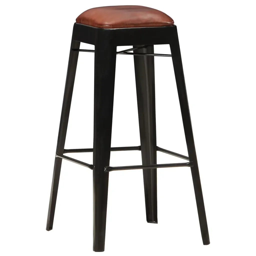 Bar Stools 4 pcs Black Real Leather Price