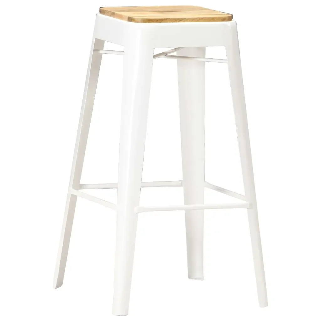 Bar Stools 4 pcs White Solid Mango Wood Price