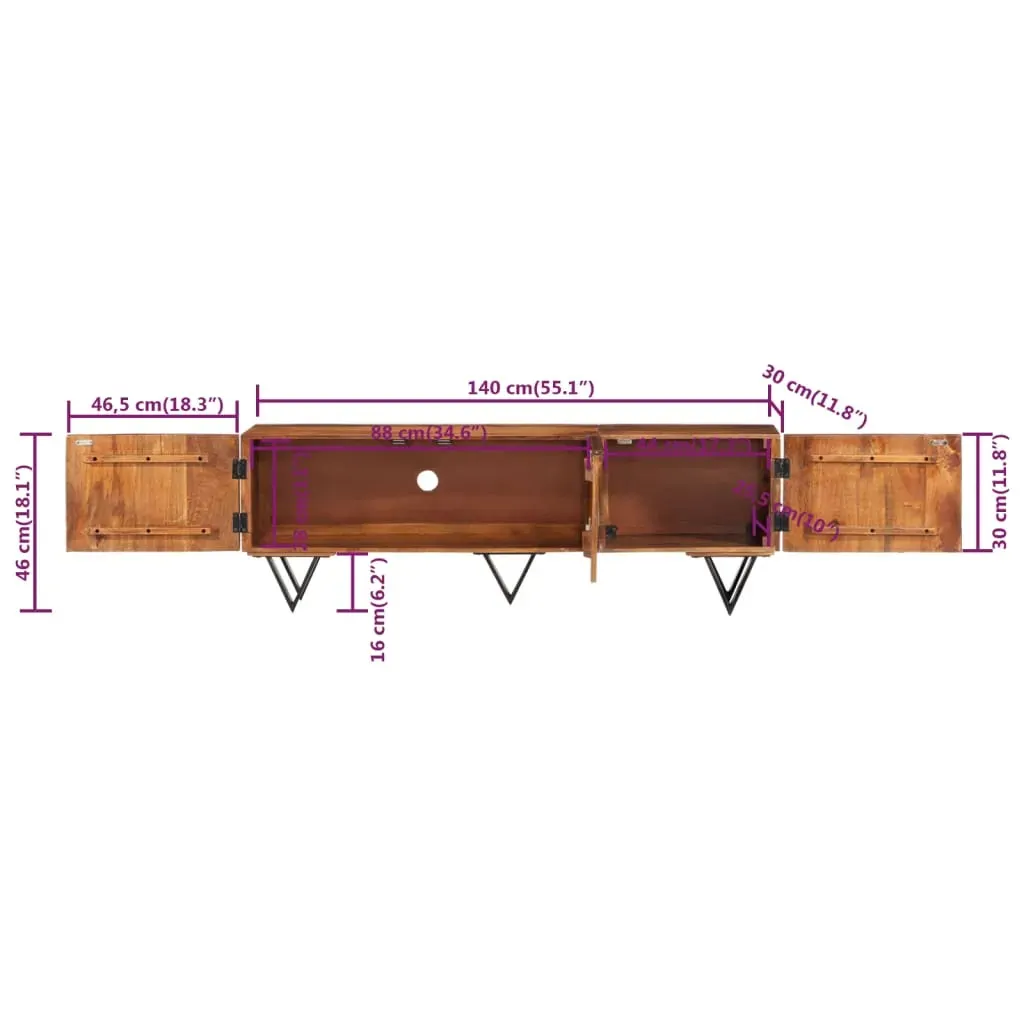 TV Cabinet 140x30x46 cm Solid Wood Mango Price