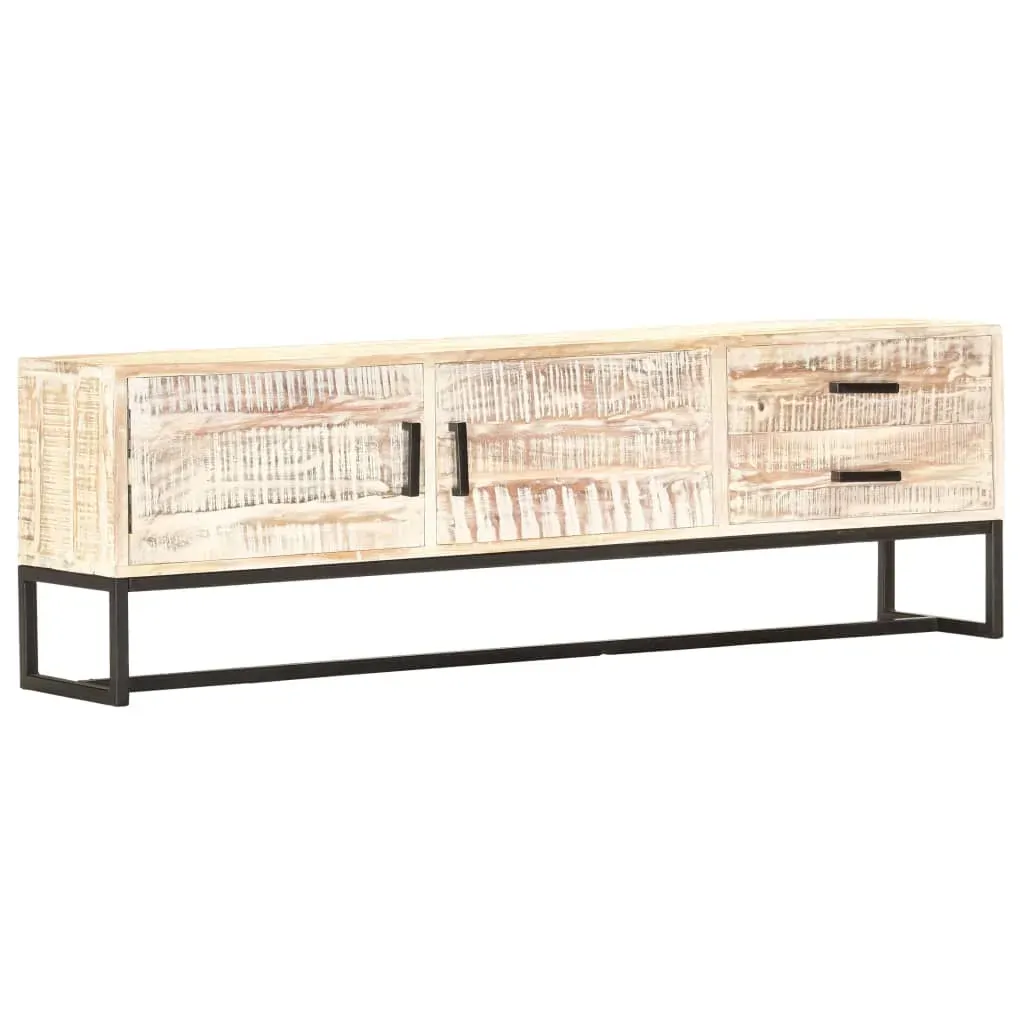 TV Cabinet White 140x30x45 cm Solid Acacia Wood Price