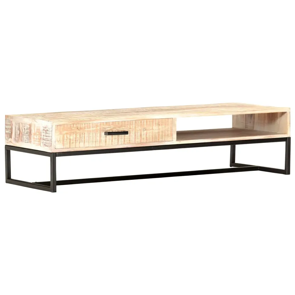 Coffee Table White 117x50x30 cm Solid Acacia Wood Price