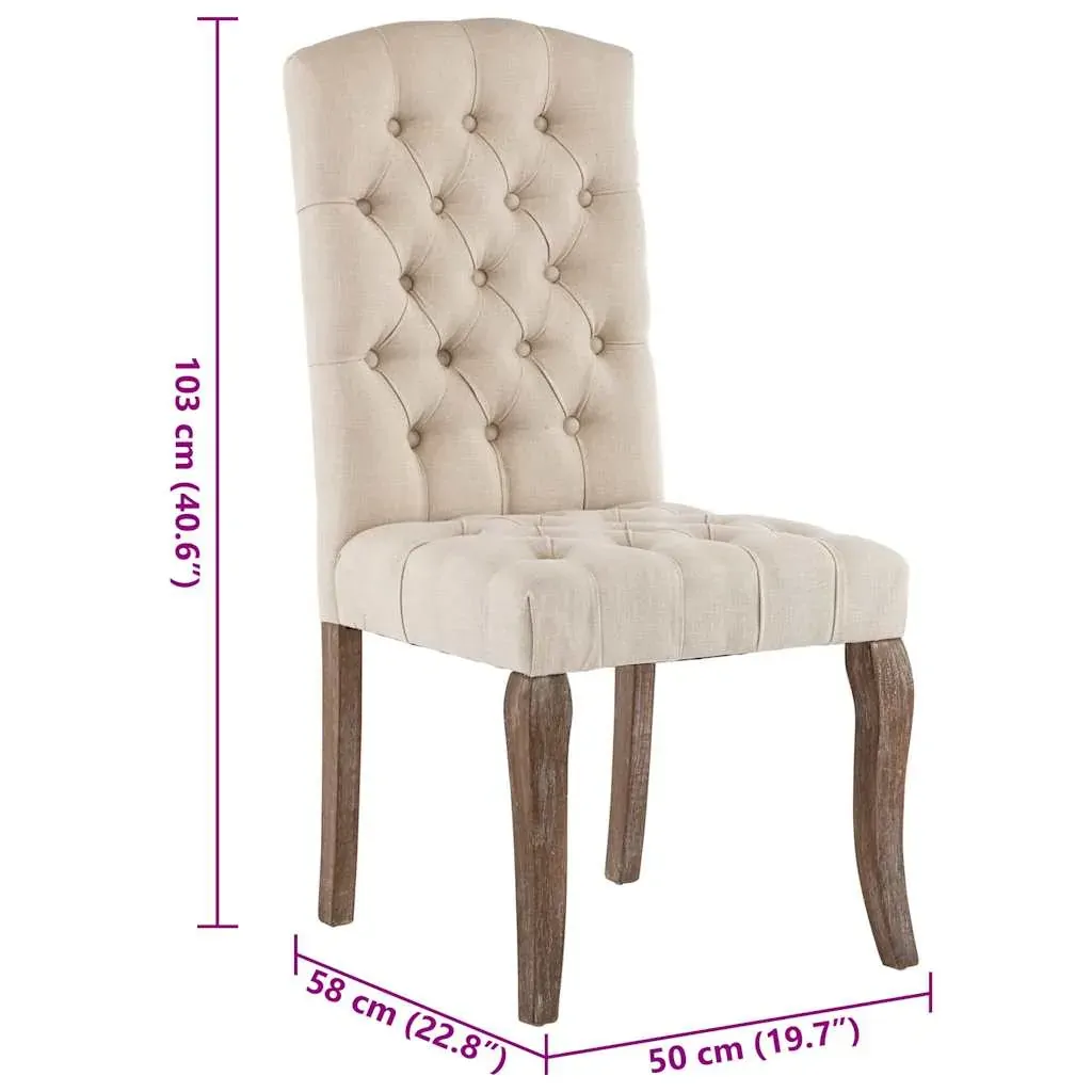 Dining Chairs 2 pcs Beige Linen-Look Fabric Price
