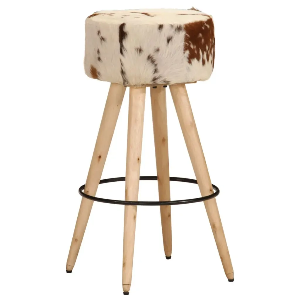 Bar Stools 2 pcs Brown Rough Mango Wood and Real Leather Price