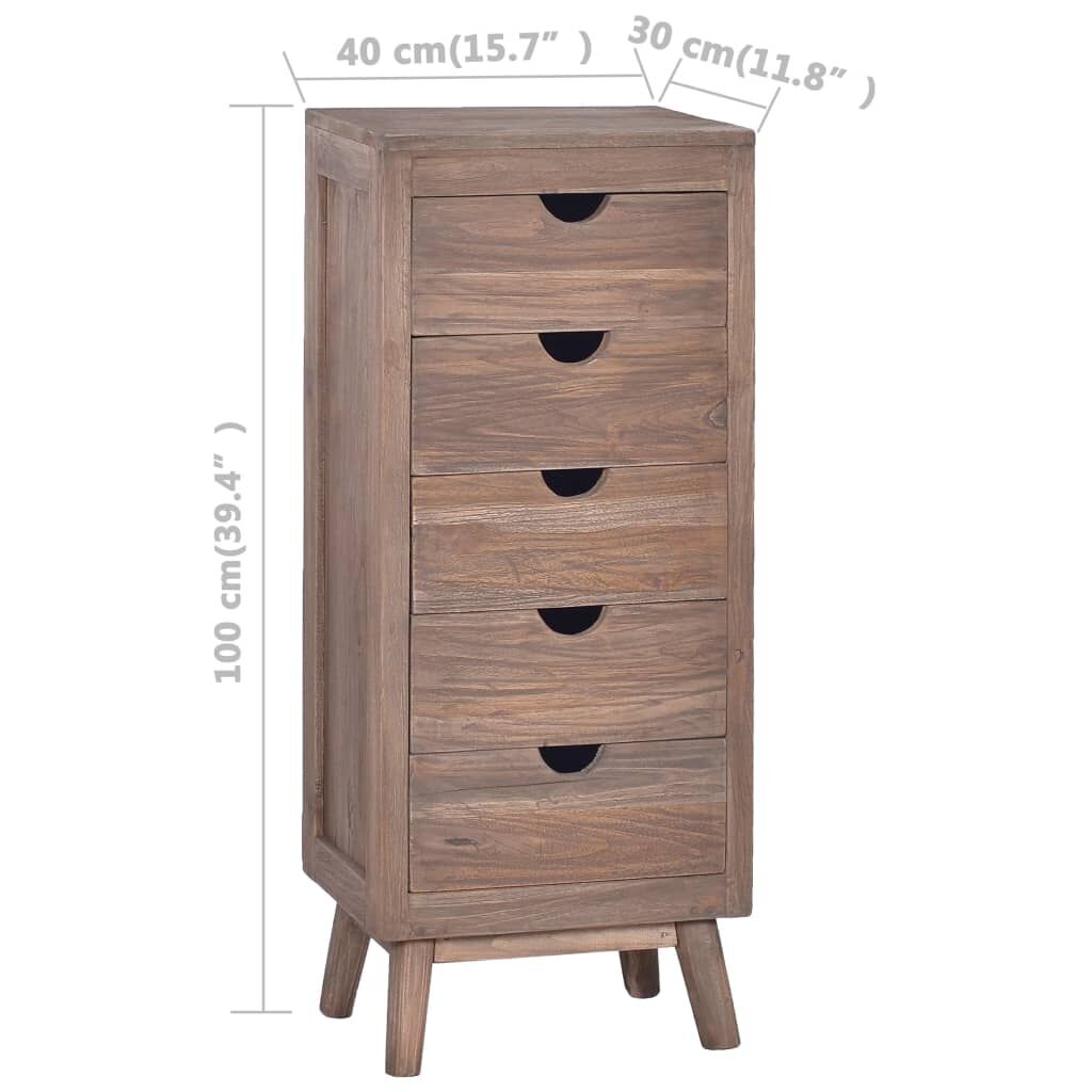 Sideboard with 5 Drawers 40x30x100 cm Solid Teak Wood Price