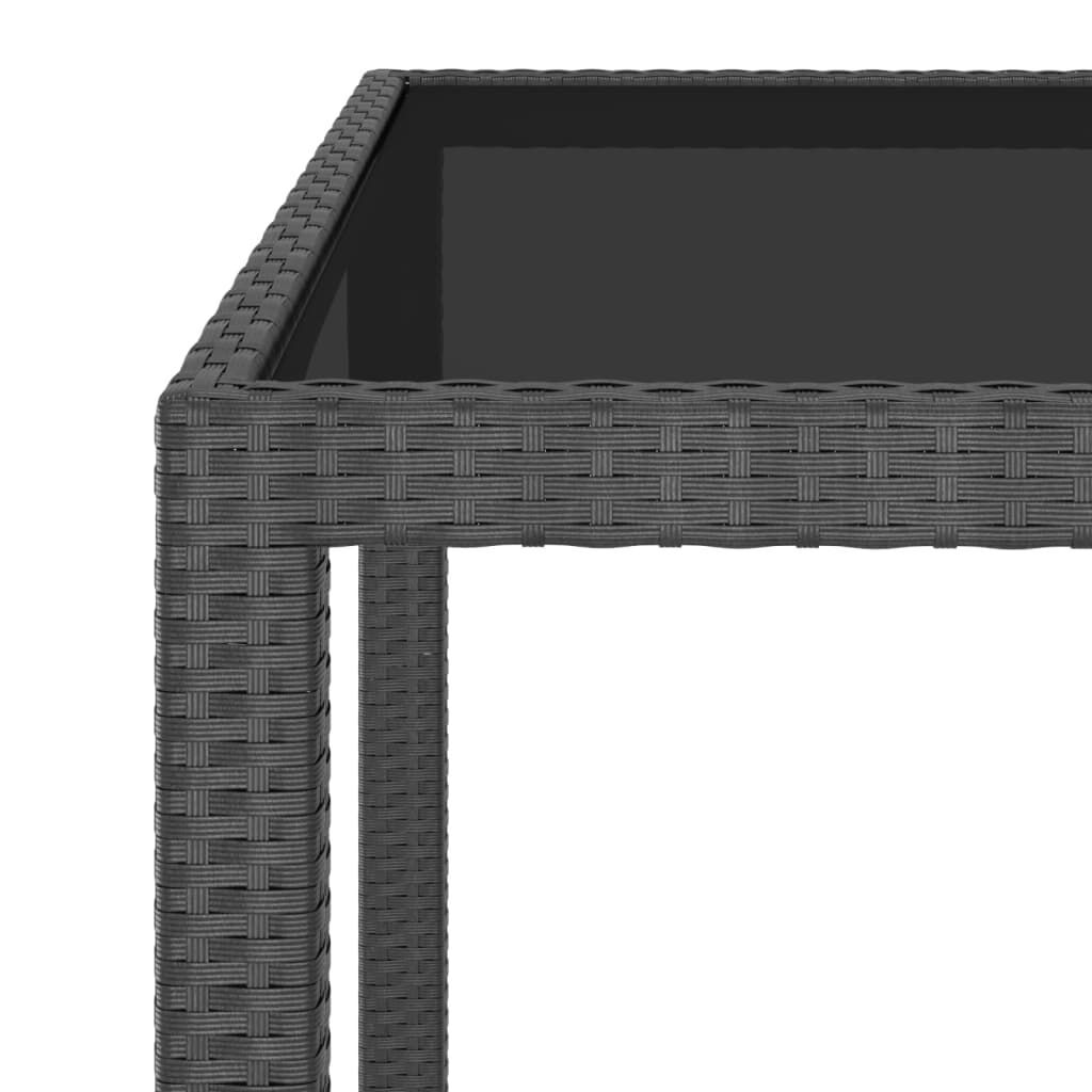 5 Piece Garden Dining Set Poly Rattan and Tempered Glass Black Price