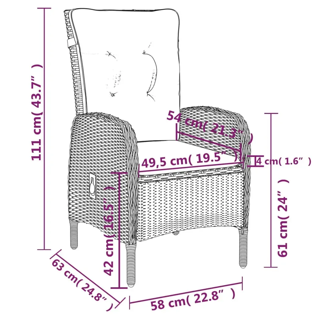 3 Piece Garden Dining Set Poly Rattan Grey Price