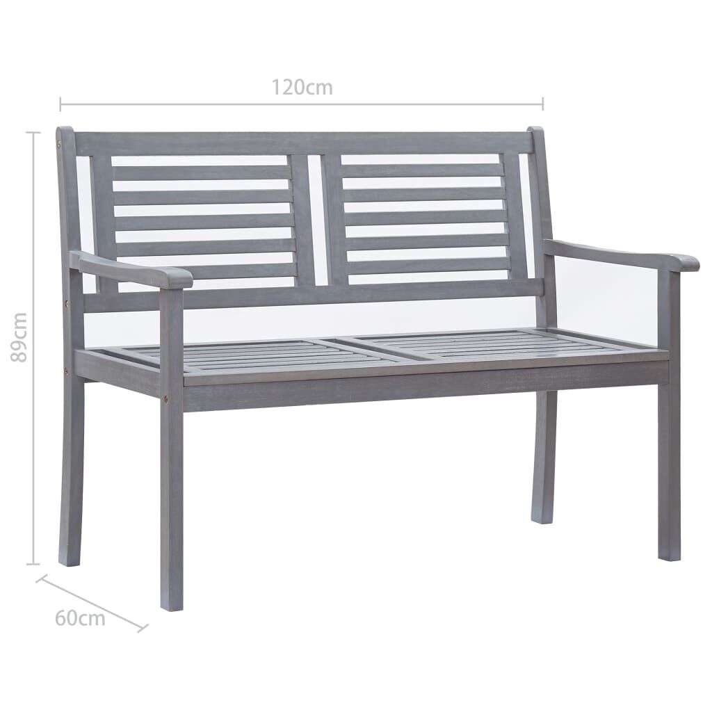 2-Seater Garden Bench with Cushion 120 cm Grey Eucalyptus Wood Price